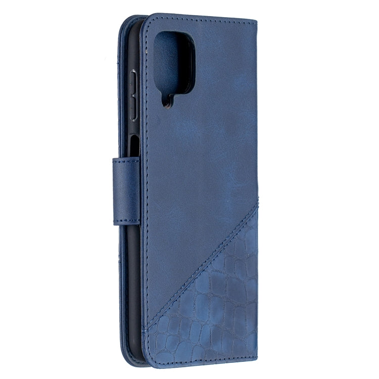 For Samsung Galaxy A12 Matching Color Crocodile Texture Horizontal Flip PU Leather Case with Wallet & Holder & Card Slots(Blue) by buy2fix
