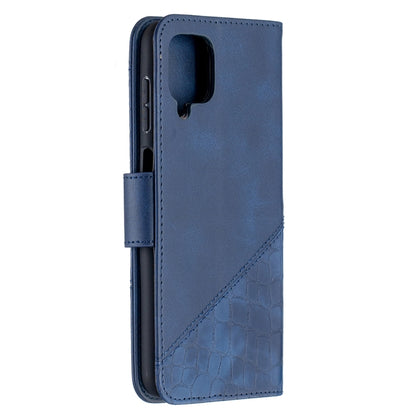 For Samsung Galaxy A12 Matching Color Crocodile Texture Horizontal Flip PU Leather Case with Wallet & Holder & Card Slots(Blue) by buy2fix
