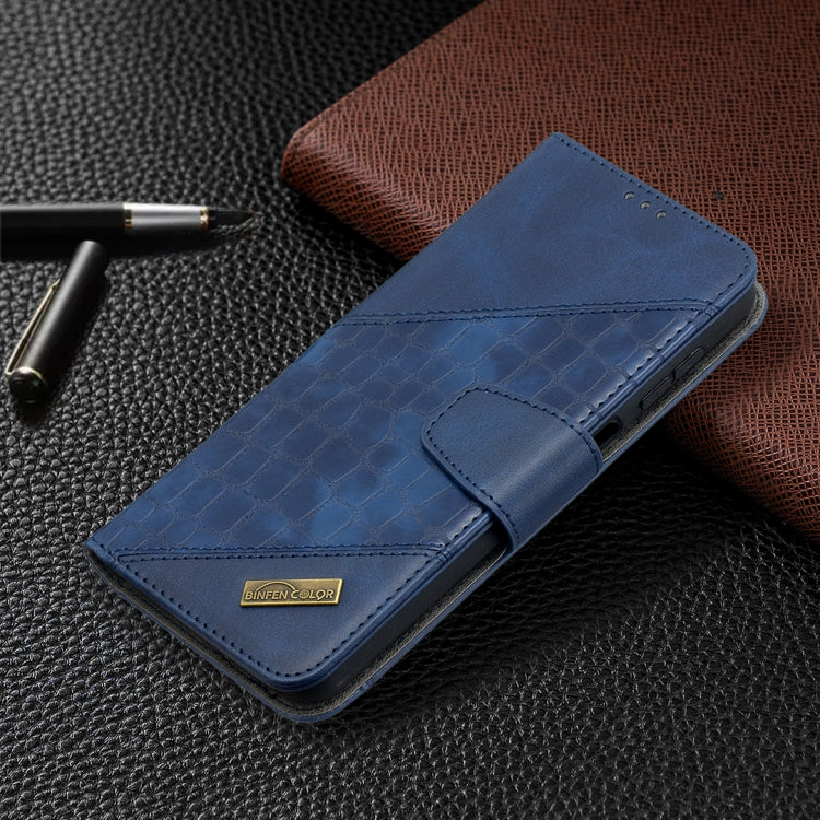 For Samsung Galaxy A12 Matching Color Crocodile Texture Horizontal Flip PU Leather Case with Wallet & Holder & Card Slots(Blue) by buy2fix