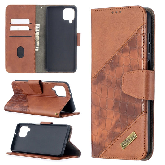 For Samsung Galaxy A12 Matching Color Crocodile Texture Horizontal Flip PU Leather Case with Wallet & Holder & Card Slots(Brown) by buy2fix