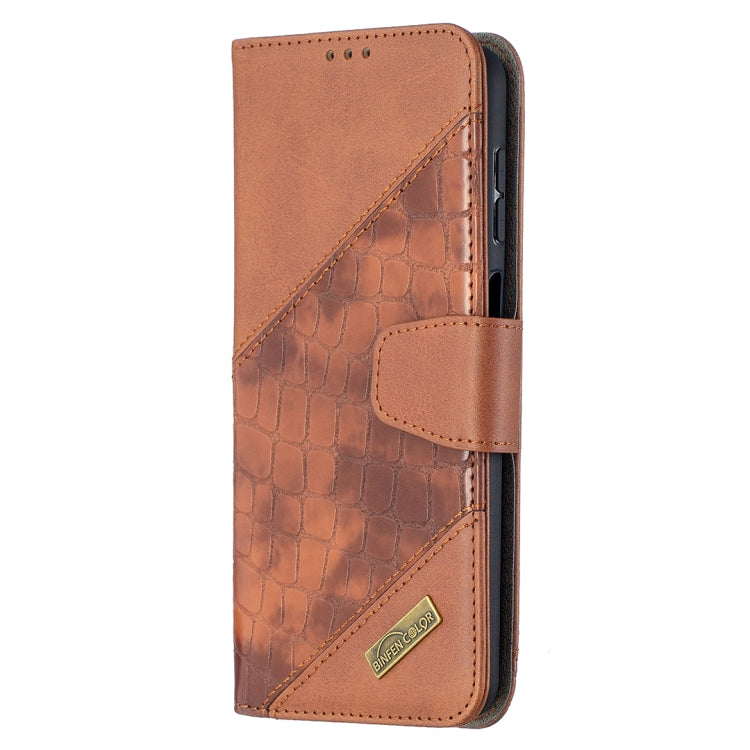 For Samsung Galaxy A12 Matching Color Crocodile Texture Horizontal Flip PU Leather Case with Wallet & Holder & Card Slots(Brown) by buy2fix