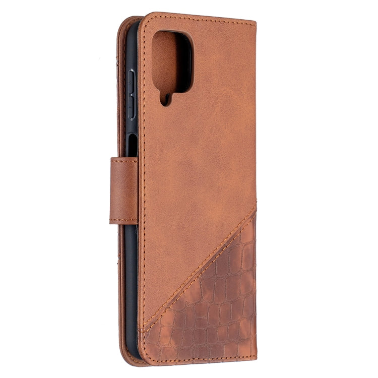 For Samsung Galaxy A12 Matching Color Crocodile Texture Horizontal Flip PU Leather Case with Wallet & Holder & Card Slots(Brown) by buy2fix