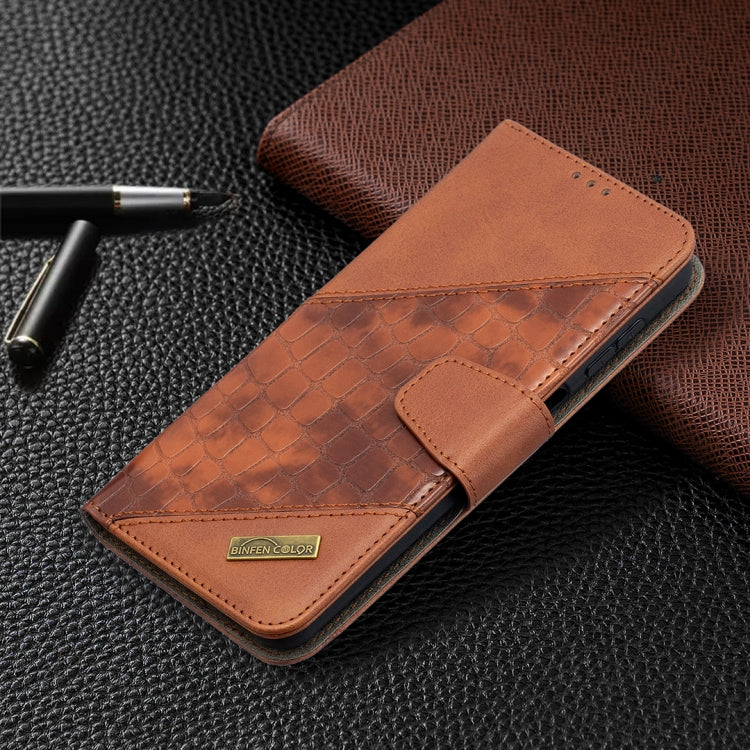 For Samsung Galaxy A12 Matching Color Crocodile Texture Horizontal Flip PU Leather Case with Wallet & Holder & Card Slots(Brown) by buy2fix