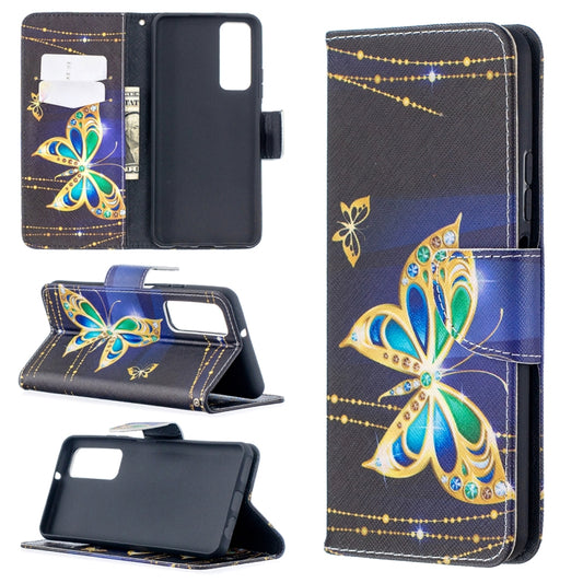 For Huawei P smart 2021 / Y7a Colored Drawing Pattern Horizontal Flip Leather Case with Holder & Card Slots & Wallet(Golden Butterfly) - Huawei Cases by buy2fix | Online Shopping UK | buy2fix