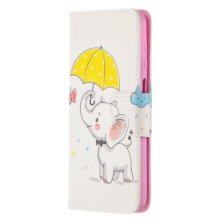 For Samsung Galaxy A12 Colored Drawing Pattern Horizontal Flip Leather Case with Holder & Card Slots & Wallet(Umbrella Elephant) by buy2fix