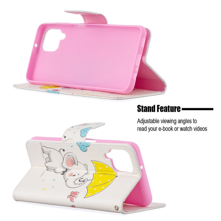 For Samsung Galaxy A12 Colored Drawing Pattern Horizontal Flip Leather Case with Holder & Card Slots & Wallet(Umbrella Elephant) by buy2fix