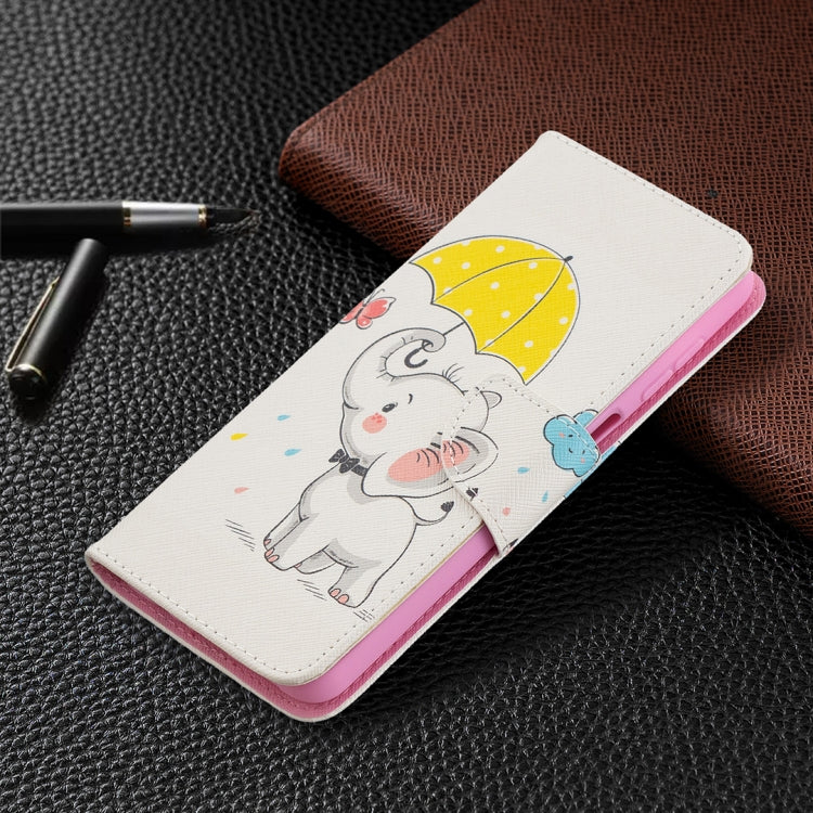 For Samsung Galaxy A12 Colored Drawing Pattern Horizontal Flip Leather Case with Holder & Card Slots & Wallet(Umbrella Elephant) by buy2fix