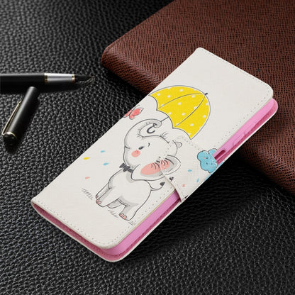 For Samsung Galaxy A12 Colored Drawing Pattern Horizontal Flip Leather Case with Holder & Card Slots & Wallet(Umbrella Elephant) by buy2fix
