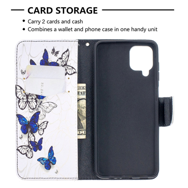 For Samsung Galaxy A12 Colored Drawing Pattern Horizontal Flip Leather Case with Holder & Card Slots & Wallet(Butterfly Swarm) by buy2fix
