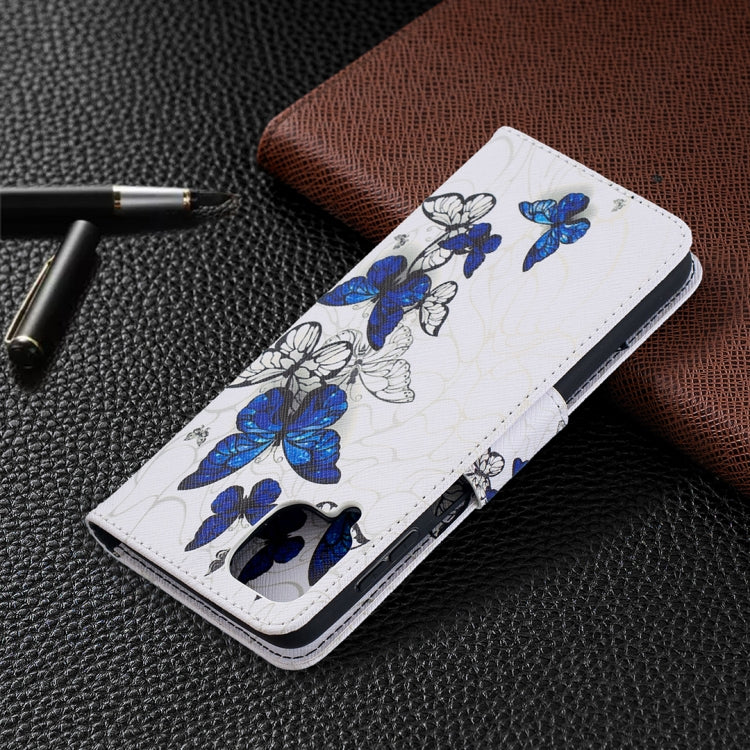 For Samsung Galaxy A12 Colored Drawing Pattern Horizontal Flip Leather Case with Holder & Card Slots & Wallet(Butterfly Swarm) by buy2fix