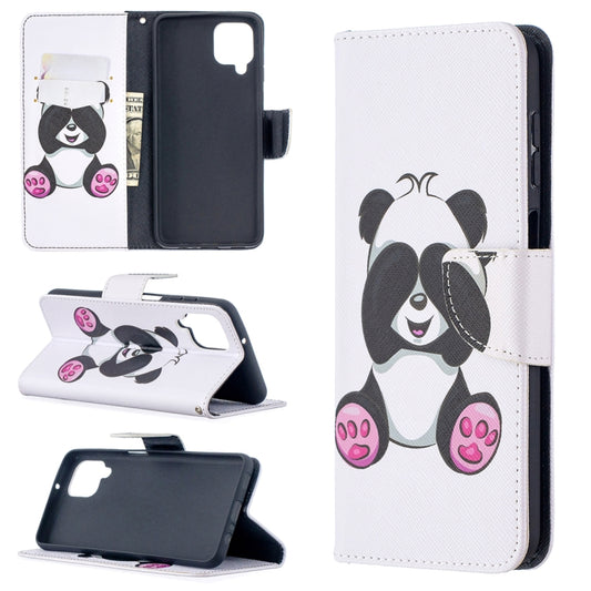 For Samsung Galaxy A12 Colored Drawing Pattern Horizontal Flip Leather Case with Holder & Card Slots & Wallet(Panda) by buy2fix