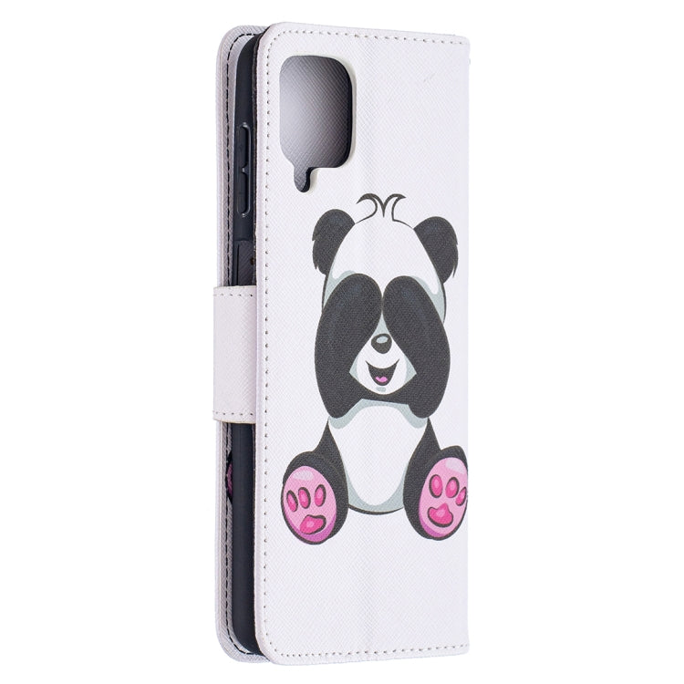 For Samsung Galaxy A12 Colored Drawing Pattern Horizontal Flip Leather Case with Holder & Card Slots & Wallet(Panda) by buy2fix