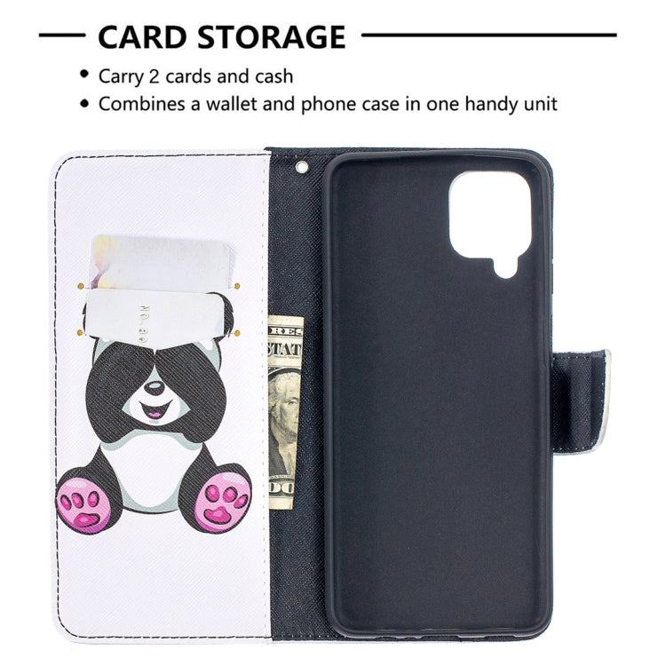 For Samsung Galaxy A12 Colored Drawing Pattern Horizontal Flip Leather Case with Holder & Card Slots & Wallet(Panda) by buy2fix