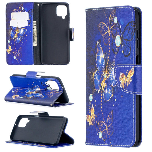 For Samsung Galaxy A12 Colored Drawing Pattern Horizontal Flip Leather Case with Holder & Card Slots & Wallet(Purple Butterfly) by buy2fix