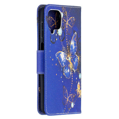 For Samsung Galaxy A12 Colored Drawing Pattern Horizontal Flip Leather Case with Holder & Card Slots & Wallet(Purple Butterfly) by buy2fix