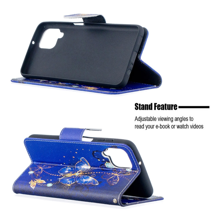 For Samsung Galaxy A12 Colored Drawing Pattern Horizontal Flip Leather Case with Holder & Card Slots & Wallet(Purple Butterfly) by buy2fix