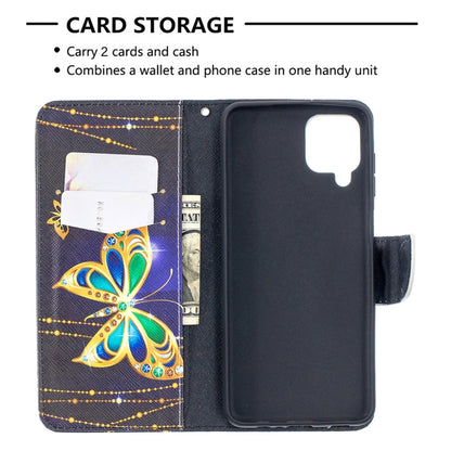 For Samsung Galaxy A12 Colored Drawing Pattern Horizontal Flip Leather Case with Holder & Card Slots & Wallet(Golden Butterfly) by buy2fix