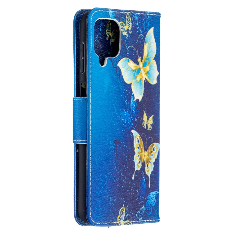 For Samsung Galaxy A12 Colored Drawing Pattern Horizontal Flip Leather Case with Holder & Card Slots & Wallet(Blue Butterfly) by buy2fix