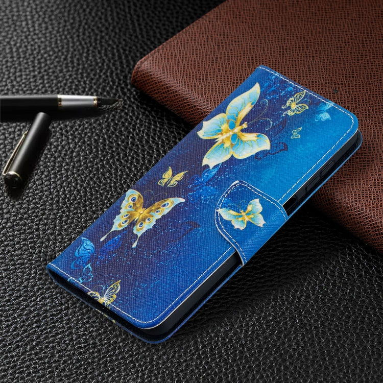 For Samsung Galaxy A12 Colored Drawing Pattern Horizontal Flip Leather Case with Holder & Card Slots & Wallet(Blue Butterfly) by buy2fix