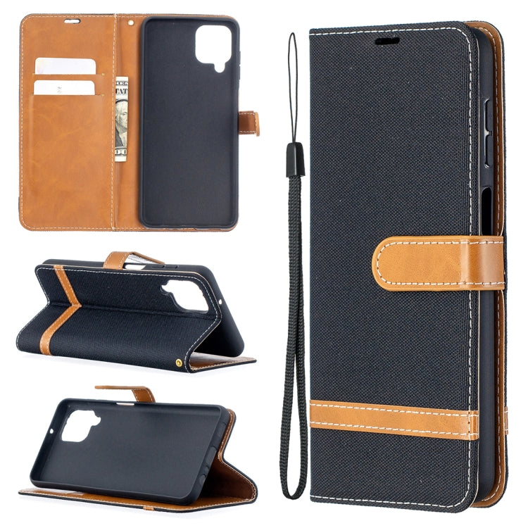 For Samsung Galaxy A12 Lite Color Matching Denim Texture Horizontal Flip Leather Case with Holder & Card Slots & Wallet & Lanyard(Black) by buy2fix