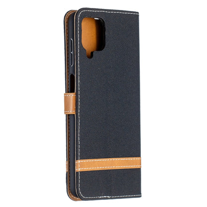 For Samsung Galaxy A12 Lite Color Matching Denim Texture Horizontal Flip Leather Case with Holder & Card Slots & Wallet & Lanyard(Black) by buy2fix