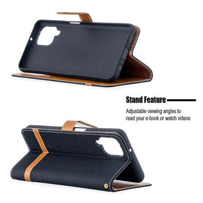For Samsung Galaxy A12 Lite Color Matching Denim Texture Horizontal Flip Leather Case with Holder & Card Slots & Wallet & Lanyard(Black) by buy2fix