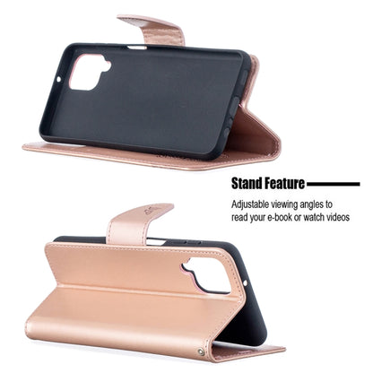 For Samsung Galaxy A12 Two Butterflies Embossing Pattern Horizontal Flip Leather Case with Holder & Card Slot & Wallet & Lanyard(Rose Gold) by buy2fix