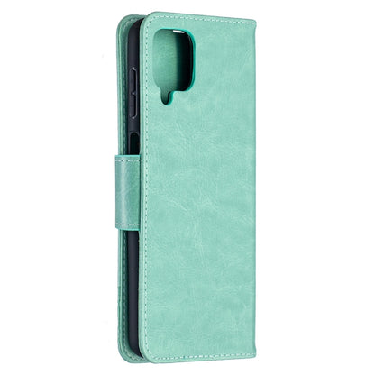 For Samsung Galaxy A12 Two Butterflies Embossing Pattern Horizontal Flip Leather Case with Holder & Card Slot & Wallet & Lanyard(Green) by buy2fix