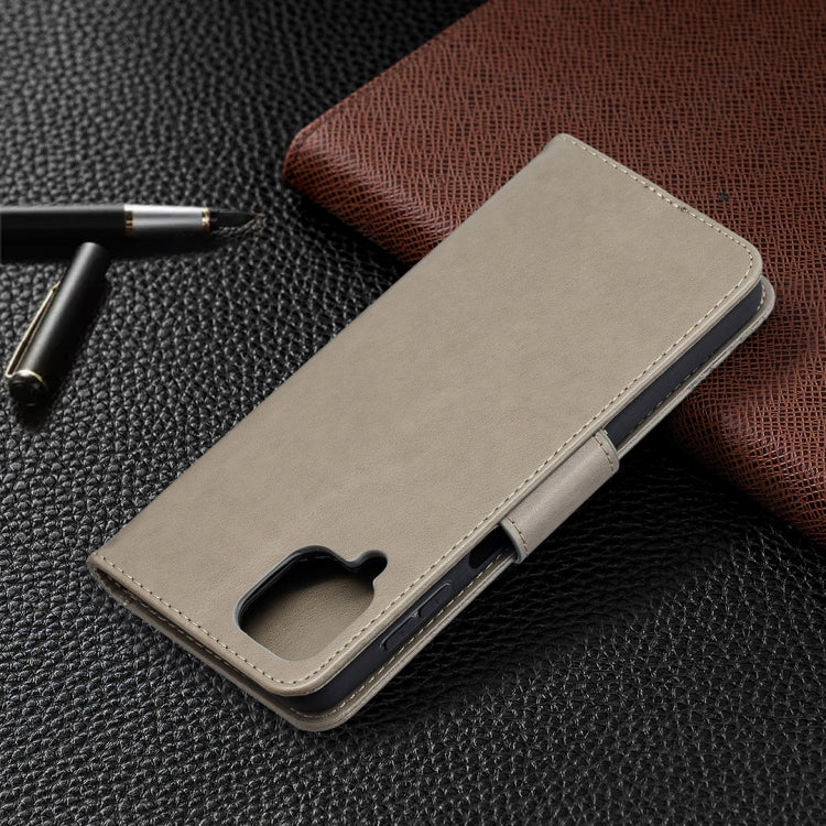 For Samsung Galaxy A12 Two Butterflies Embossing Pattern Horizontal Flip Leather Case with Holder & Card Slot & Wallet & Lanyard(Grey) by buy2fix