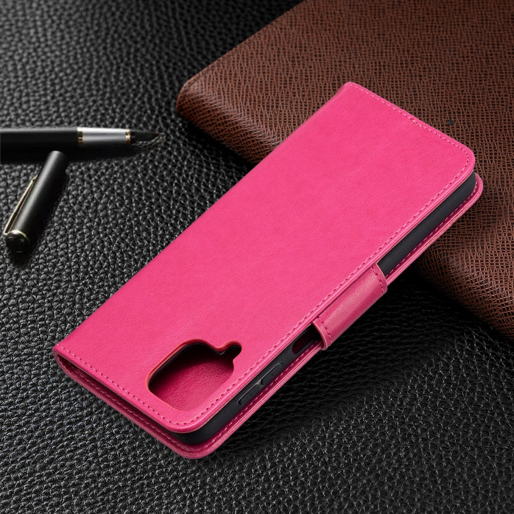 For Samsung Galaxy A12 Two Butterflies Embossing Pattern Horizontal Flip Leather Case with Holder & Card Slot & Wallet & Lanyard(Rose Red) by buy2fix