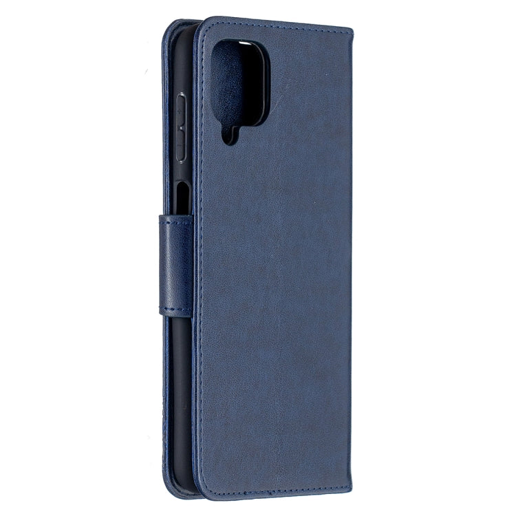 For Samsung Galaxy A12 Two Butterflies Embossing Pattern Horizontal Flip Leather Case with Holder & Card Slot & Wallet & Lanyard(Dark Blue) by buy2fix