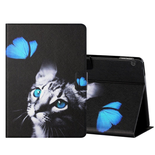 For Lenovo Tab M10 X605F X505 Colored Drawing Horizontal Flip Leather Case with Holder & Card Slots & Sleep / Wake-up Function(Butterfly Cat) - Lenovo by buy2fix | Online Shopping UK | buy2fix