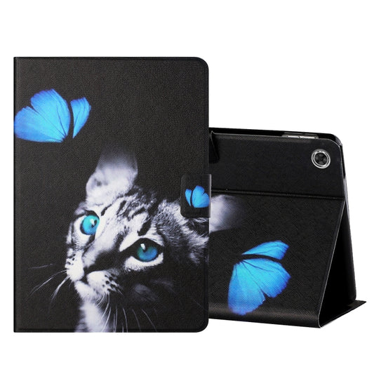 For Lenovo Tab FHD M10 Plus X606F Colored Drawing Horizontal Flip Leather Case with Holder & Card Slots & Sleep / Wake-up Function(Butterfly Cat) - Lenovo by buy2fix | Online Shopping UK | buy2fix