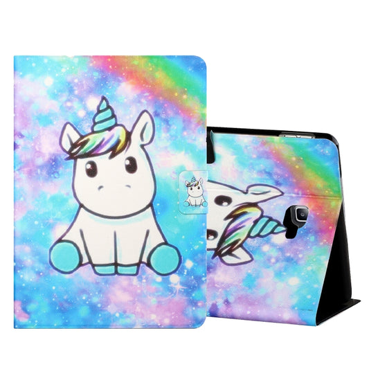 For Samsung Galaxy Tab A 10.1 T580/T585 (2016) Colored Drawing Horizontal Flip Leather Case with Holder & Card Slots & Sleep / Wake-up Function(Unicorn) - Tab A 10.1 by buy2fix | Online Shopping UK | buy2fix