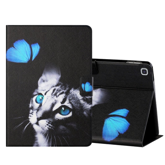 For Samsung Galaxy Tab A7 (2020) T500/T505 Colored Drawing Horizontal Flip Leather Case with Holder & Card Slots & Sleep / Wake-up Function(Butterfly Cat) - Other Galaxy Tab PC by buy2fix | Online Shopping UK | buy2fix