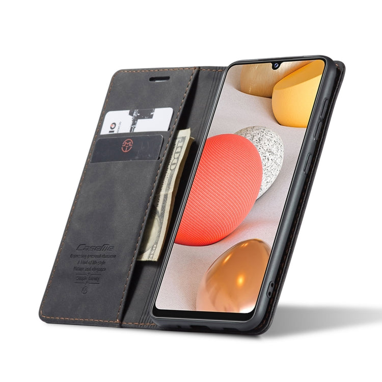 For Samsung Galaxy A42 5G CaseMe-013 Multifunctional Retro Frosted Horizontal Flip Leather Case with Card Slot & Holder & Wallet(Black) by CaseMe