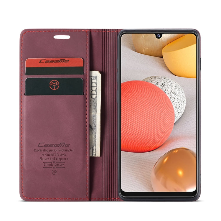 For Samsung Galaxy A42 5G CaseMe-013 Multifunctional Retro Frosted Horizontal Flip Leather Case with Card Slot & Holder & Wallet(Wine Red) by CaseMe