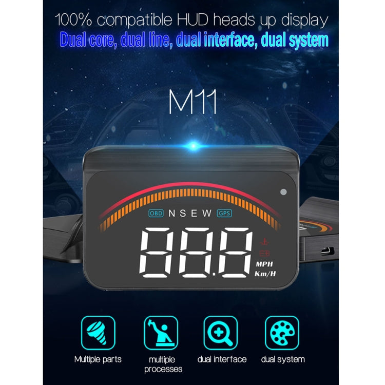 M11 Car OBD2 + GPS Mode Head-up Display HUD Overspeed / Speed / Water Temperature Alarm by buy2fix