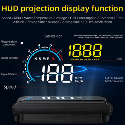 M12 OBD2 + GPS Mode Car Head-up Display HUD Overspeed / Speed / Water Temperature / Low Voltage / Fault Alarm by buy2fix