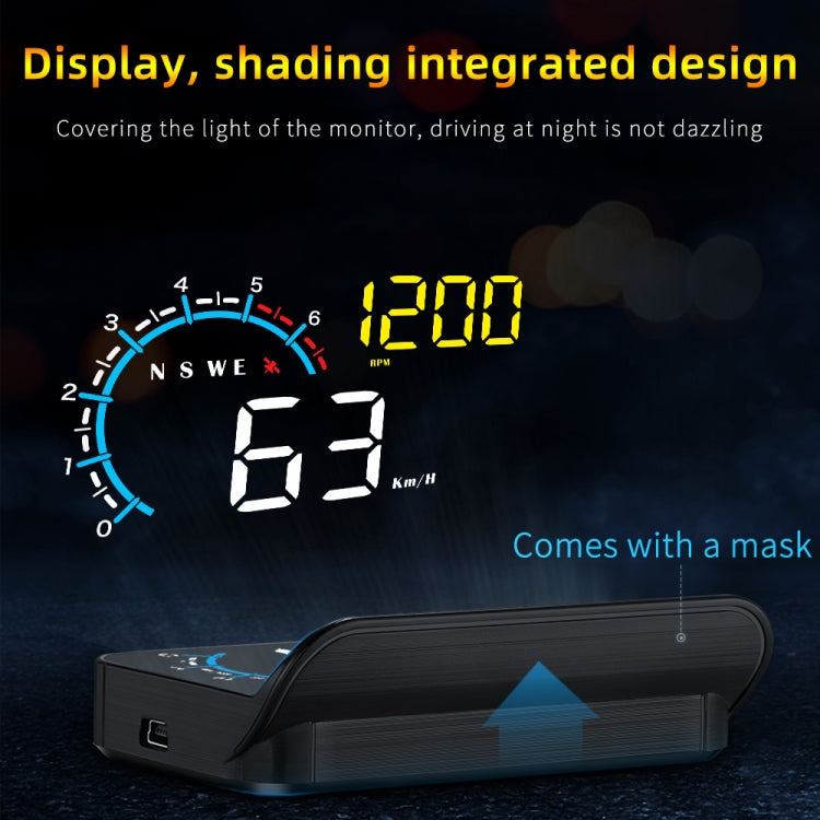 M12 OBD2 + GPS Mode Car Head-up Display HUD Overspeed / Speed / Water Temperature / Low Voltage / Fault Alarm by buy2fix