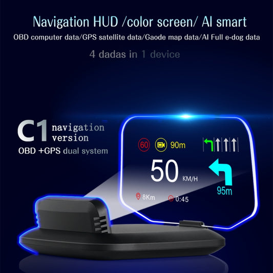 C1 OBD2 + GPS Mode Car HUD Head-up Display Compass / Speed / Water Temperature / Voltage Display / Speed / Fault Alarm / Navigation Function by buy2fix