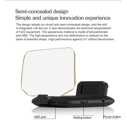 C1 OBD2 + GPS Mode Car HUD Head-up Display Compass / Speed / Water Temperature / Voltage Display / Speed / Fault Alarm / Navigation Function by buy2fix