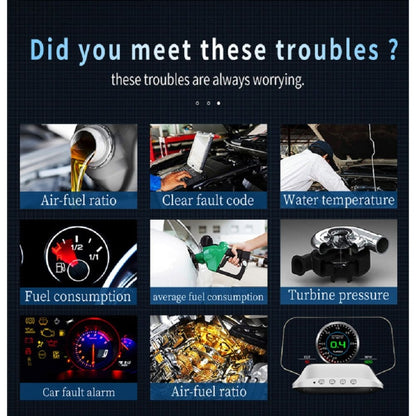 C3 OBD2 + GPS Mode Car Head-up Display HUD Overspeed / Speed / Water Temperature Too High / Voltage Too Low / Engine Failure Alarm / Fatigue Driving Reminder / Navigation Function - Head Up Display System by buy2fix | Online Shopping UK | buy2fix