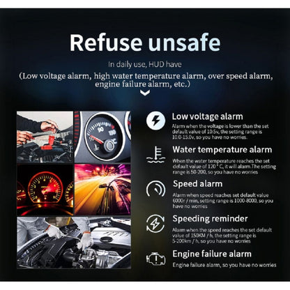 C3 OBD2 + GPS Mode Car Head-up Display HUD Overspeed / Speed / Water Temperature Too High / Voltage Too Low / Engine Failure Alarm / Fatigue Driving Reminder / Navigation Function - Head Up Display System by buy2fix | Online Shopping UK | buy2fix