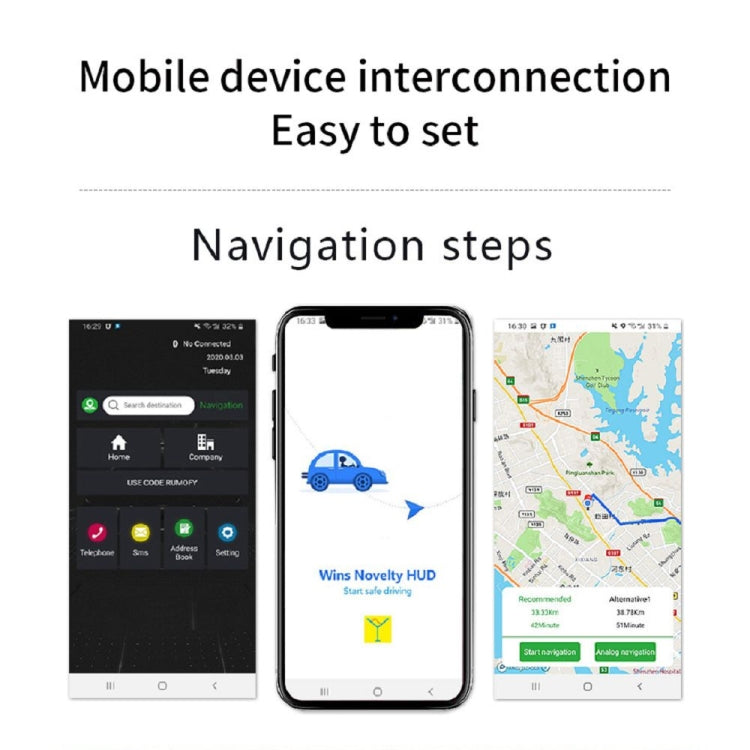 C3 OBD2 + GPS Mode Car Head-up Display HUD Overspeed / Speed / Water Temperature Too High / Voltage Too Low / Engine Failure Alarm / Fatigue Driving Reminder / Navigation Function - Head Up Display System by buy2fix | Online Shopping UK | buy2fix