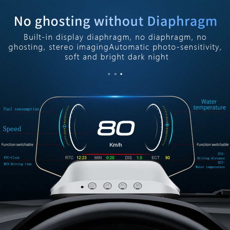 C3 OBD2 + GPS Mode Car Head-up Display HUD Overspeed / Speed / Water Temperature Too High / Voltage Too Low / Engine Failure Alarm / Fatigue Driving Reminder / Navigation Function - Head Up Display System by buy2fix | Online Shopping UK | buy2fix