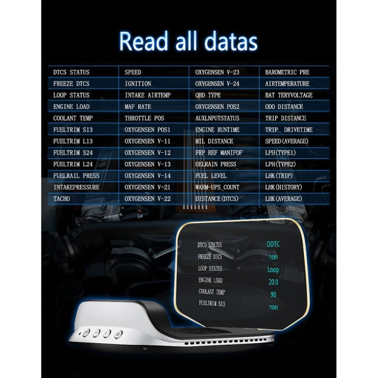 C3 OBD2 + GPS Mode Car Head-up Display HUD Overspeed / Speed / Water Temperature Too High / Voltage Too Low / Engine Failure Alarm / Fatigue Driving Reminder / Navigation Function - Head Up Display System by buy2fix | Online Shopping UK | buy2fix