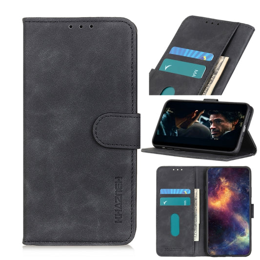 For Xiaomi Poco M3 KHAZNEH Retro Texture PU + TPU Horizontal Flip Leather Case with Holder & Card Slots & Wallet(Black) - Xiaomi Cases by buy2fix | Online Shopping UK | buy2fix