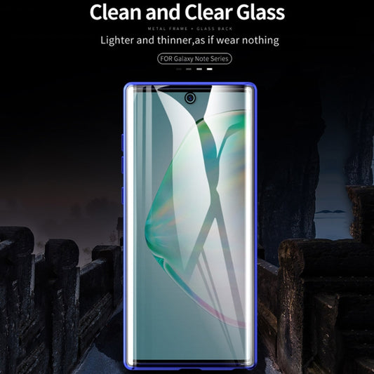 For Samsung Galaxy Note10+ Magnetic Metal Frame Double-sided Tempered Glass Case(Black) - Galaxy Phone Cases by buy2fix | Online Shopping UK | buy2fix