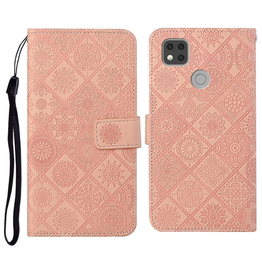 For Xiaomi Redmi 9C Ethnic Style Embossed Pattern Horizontal Flip Leather Case with Holder & Card Slots & Wallet & Lanyard(Pink) - Xiaomi Cases by buy2fix | Online Shopping UK | buy2fix